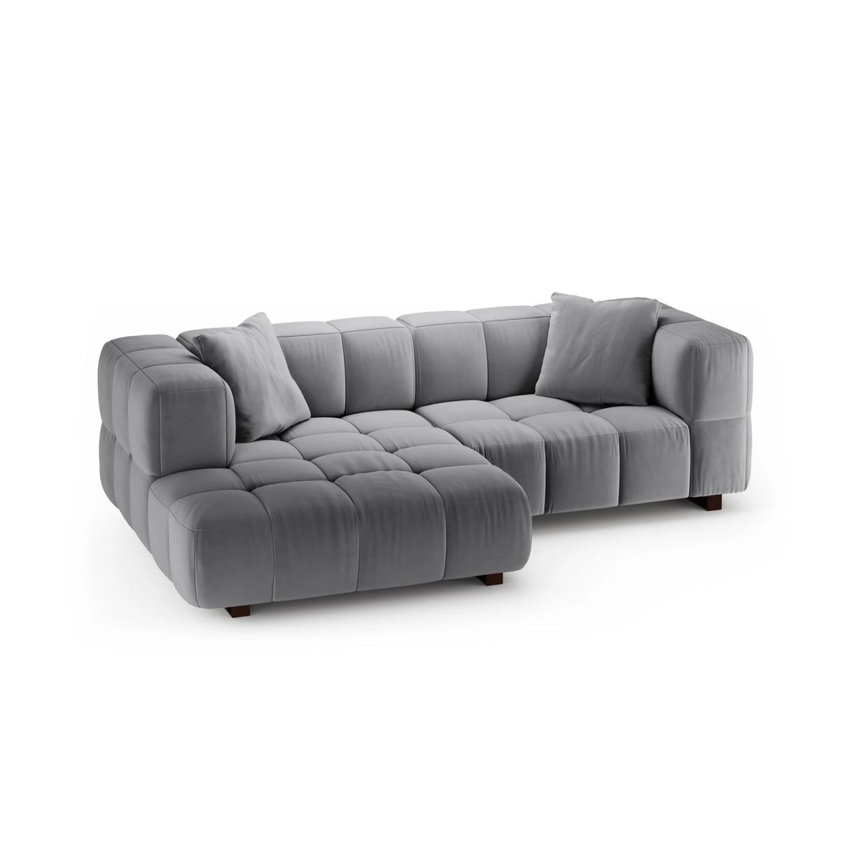 Puma 3-Sitzer Ecksofa Links mit Schlaffunktion, aus Samt (Salvador 17) in Grau, 260x164 cm – Bild 3