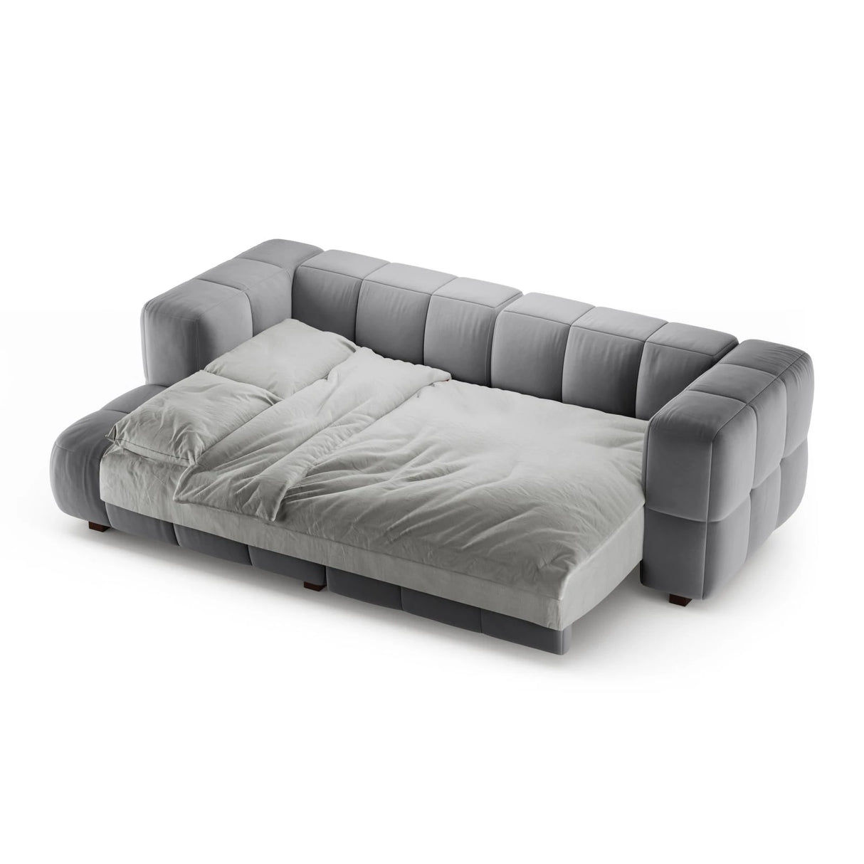 Puma 3-Sitzer Ecksofa Links mit Schlaffunktion, aus Samt (Salvador 17) in Grau, 260x164 cm – Bild 4