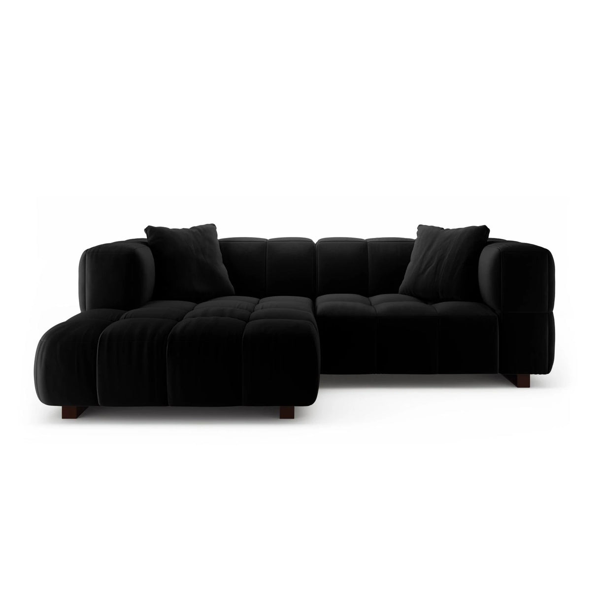 Puma 3-Sitzer Ecksofa Links mit Schlaffunktion, aus Samt (Salvador 19) in Schwarz, 260x164 cm – Bild 1