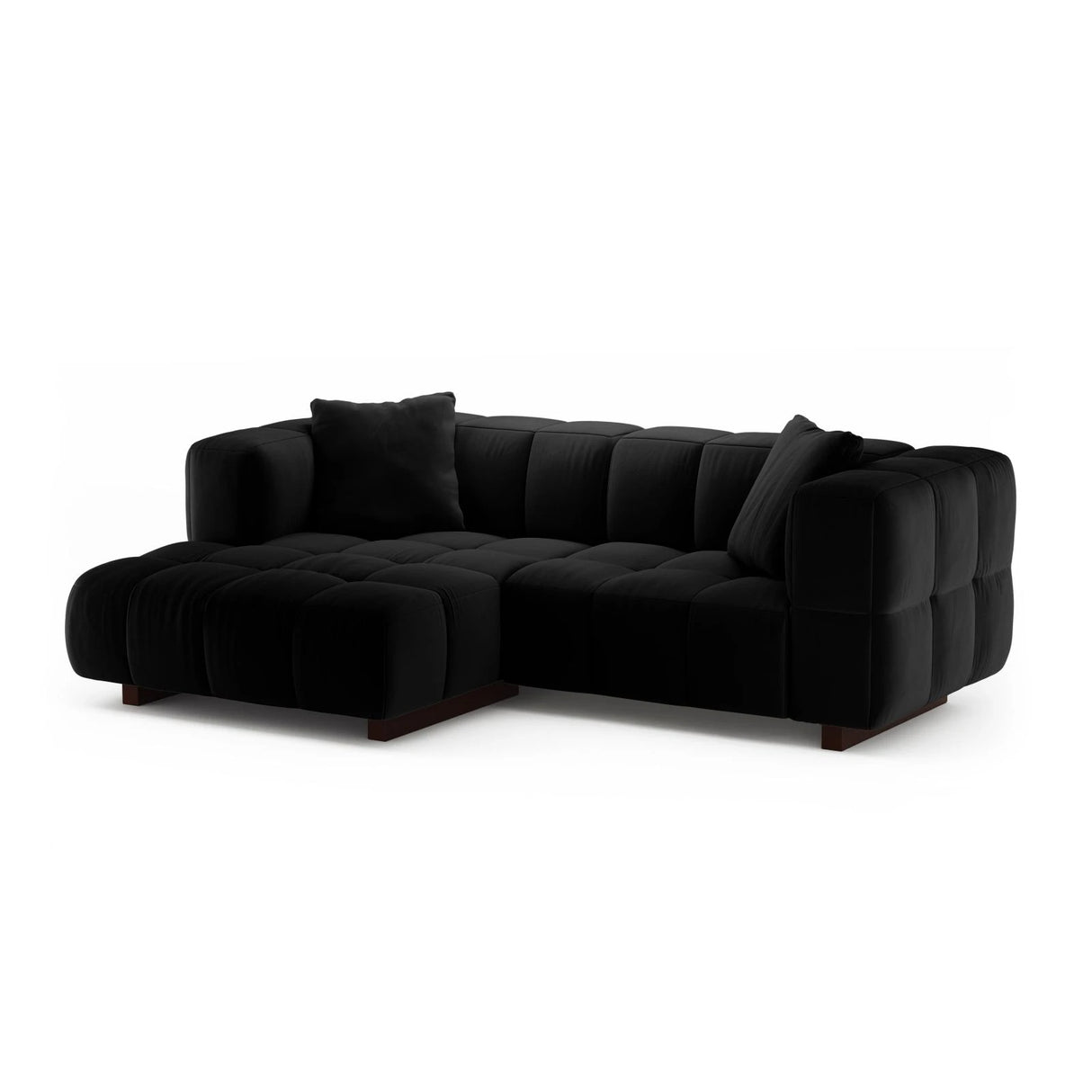 Puma 3-Sitzer Ecksofa Links mit Schlaffunktion, aus Samt (Salvador 19) in Schwarz, 260x164 cm – Bild 2