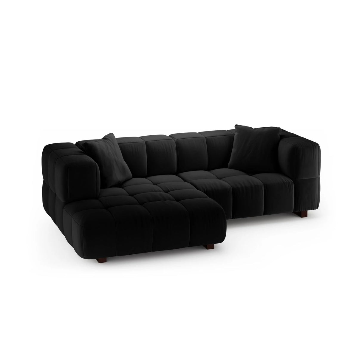 Puma 3-Sitzer Ecksofa Links mit Schlaffunktion, aus Samt (Salvador 19) in Schwarz, 260x164 cm – Bild 3