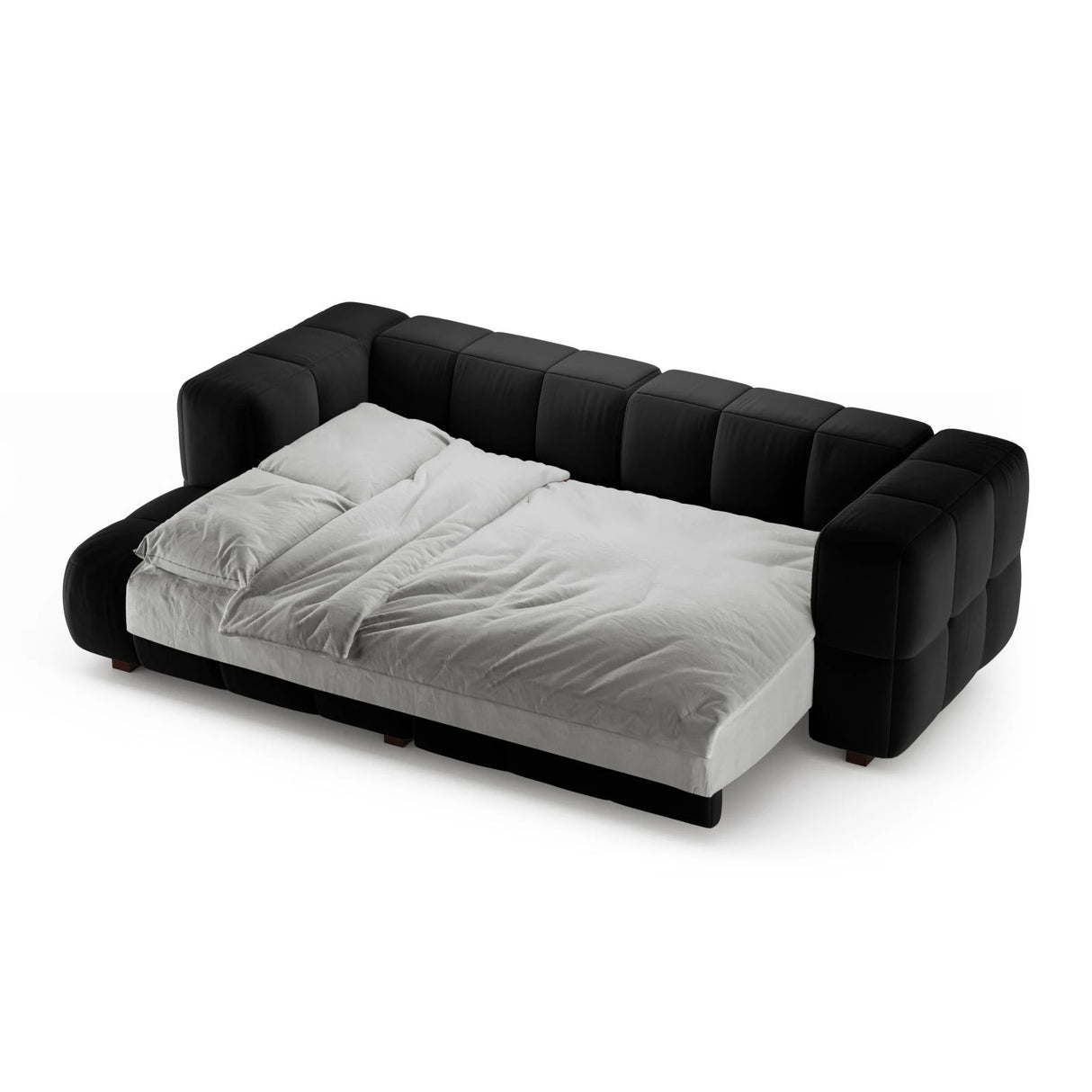 Puma 3-Sitzer Ecksofa Links mit Schlaffunktion, aus Samt (Salvador 19) in Schwarz, 260x164 cm – Bild 4