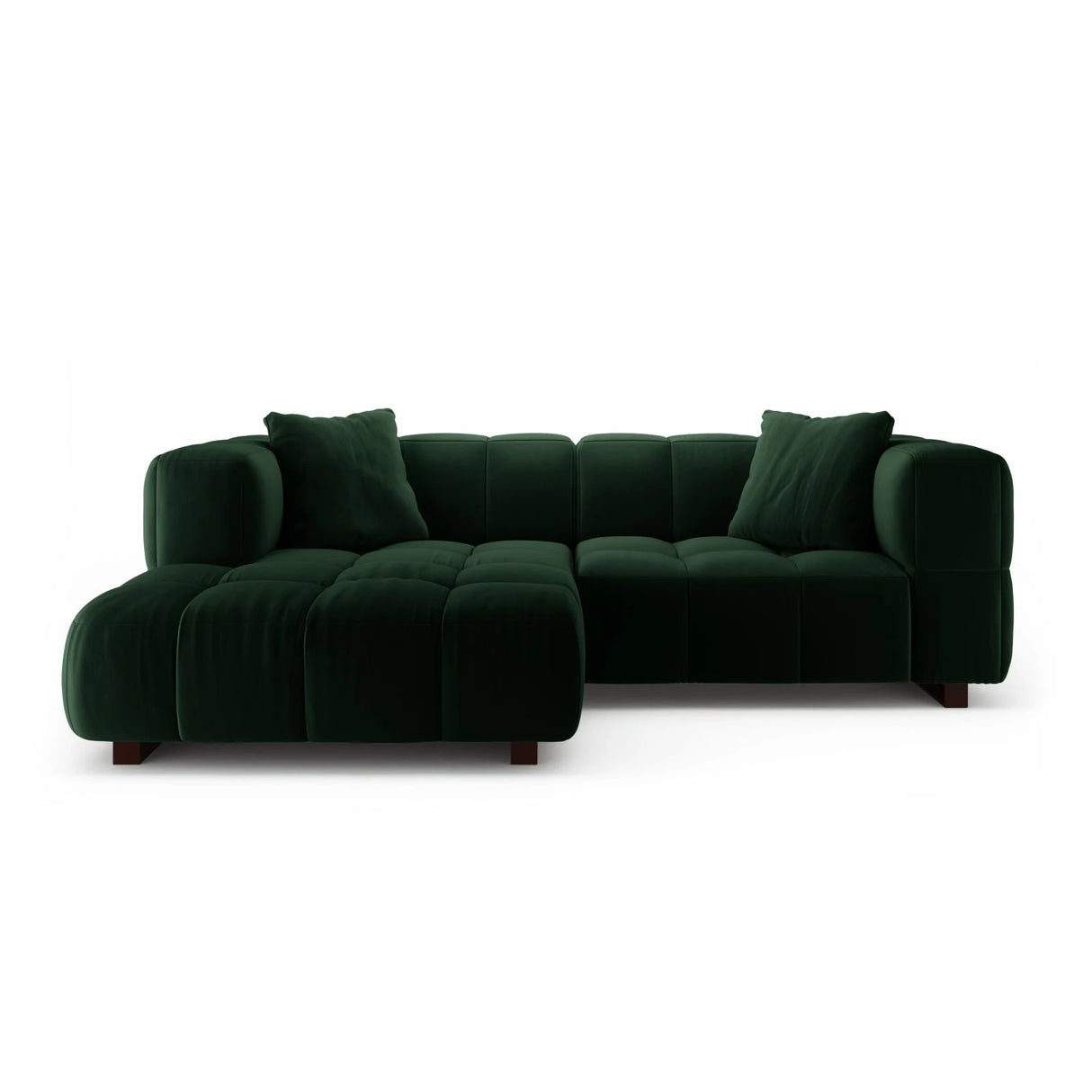 Puma 3-Sitzer Ecksofa Links mit Schlaffunktion, aus Samt (Salvador 7) in Flaschengrün, 260x164 cm – Bild 1