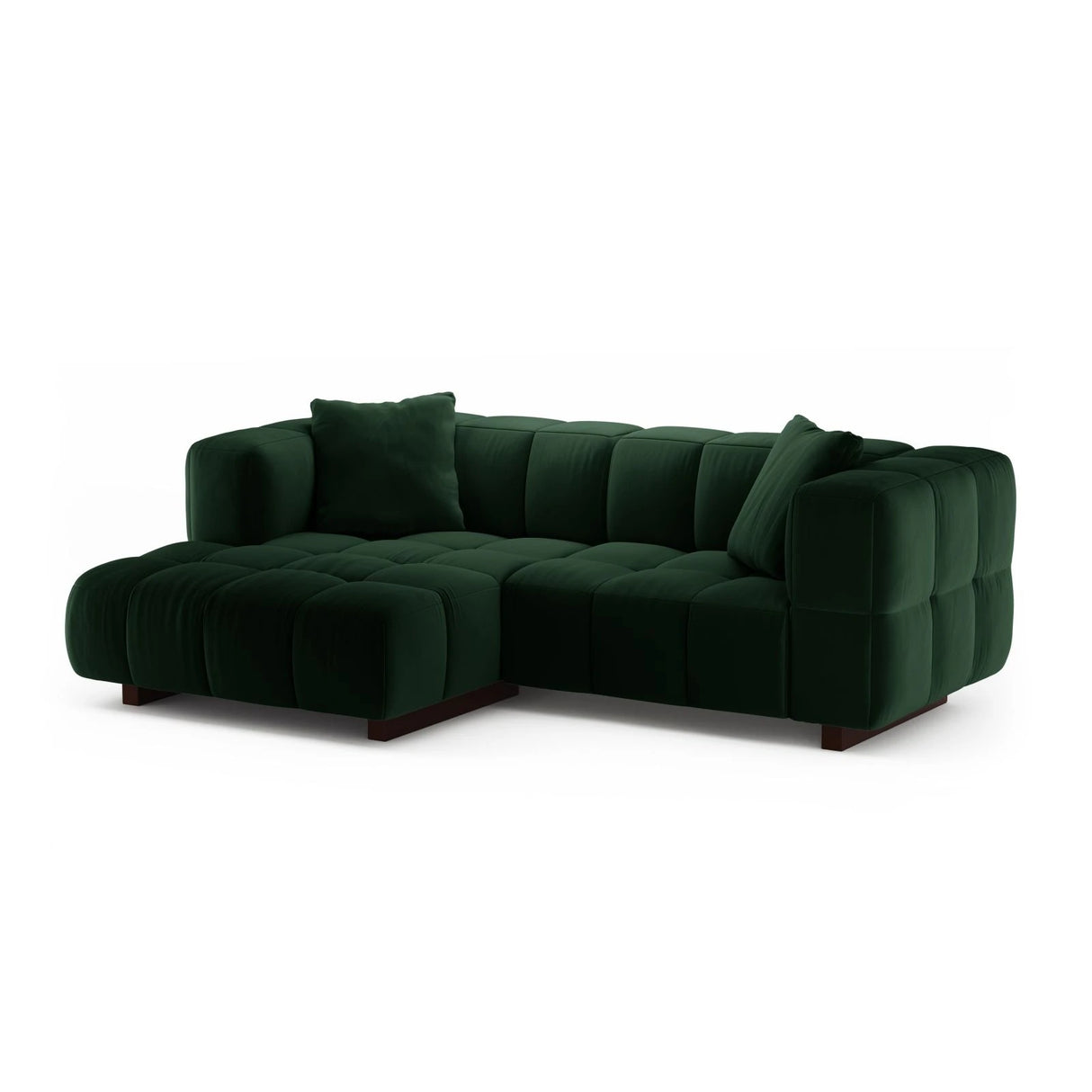 Puma 3-Sitzer Ecksofa Links mit Schlaffunktion, aus Samt (Salvador 7) in Flaschengrün, 260x164 cm – Bild 2