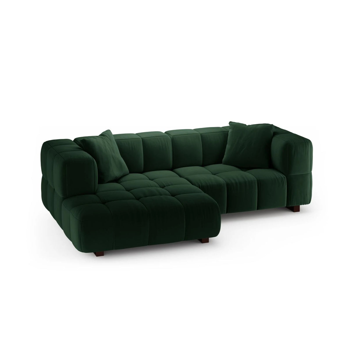 Puma 3-Sitzer Ecksofa Links mit Schlaffunktion, aus Samt (Salvador 7) in Flaschengrün, 260x164 cm – Bild 3