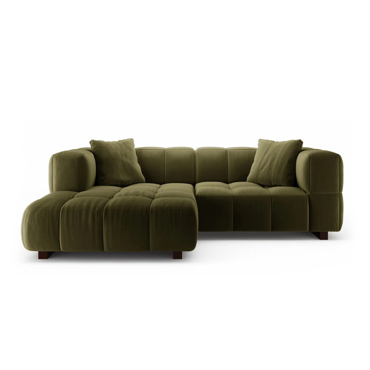 Puma 3-Sitzer Ecksofa Links mit Schlaffunktion, aus Samt (Salvador 8) in Grün, 260x164 cm – Bild 1
