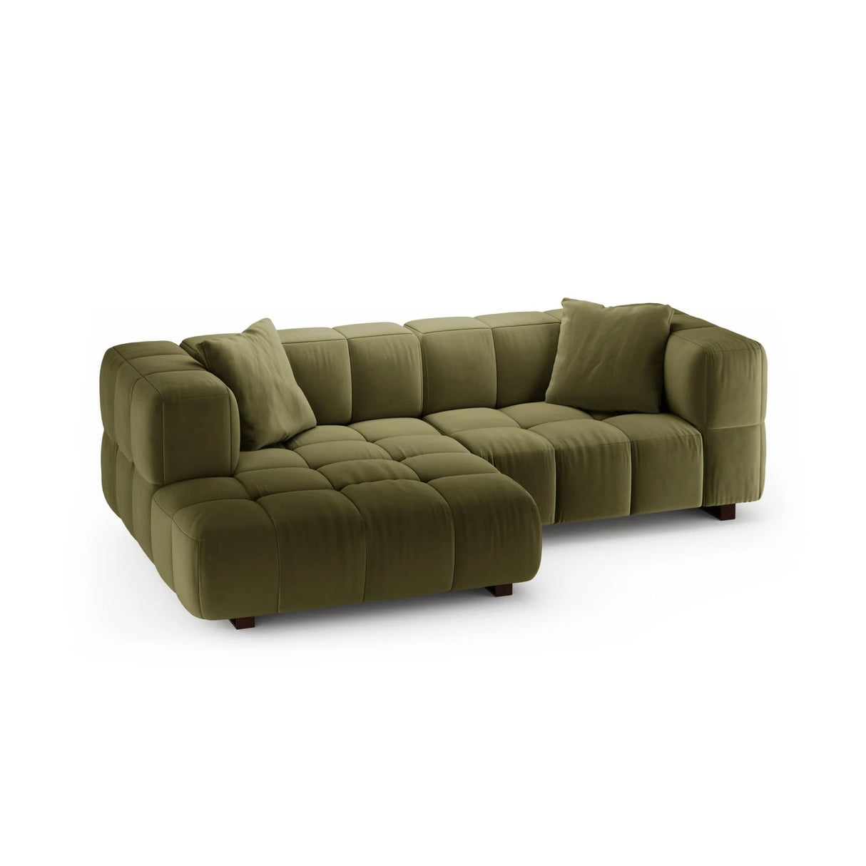 Puma 3-Sitzer Ecksofa Links mit Schlaffunktion, aus Samt (Salvador 8) in Grün, 260x164 cm – Bild 3