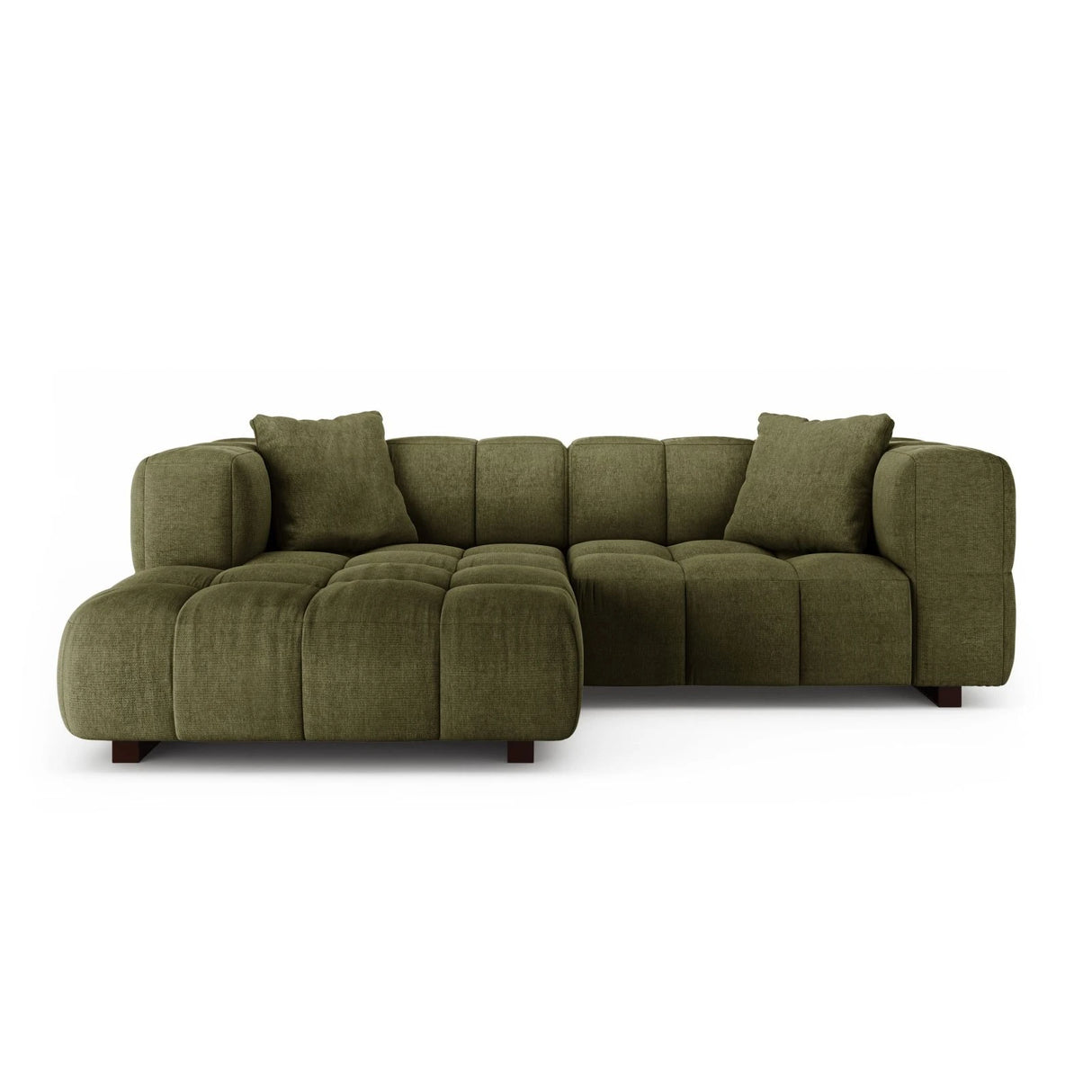 Puma 3-Sitzer Ecksofa Links mit Schlaffunktion, aus Strukturierter Stoff (Sorella 35) in Grüne Melange, 260x164 cm – Bild 1