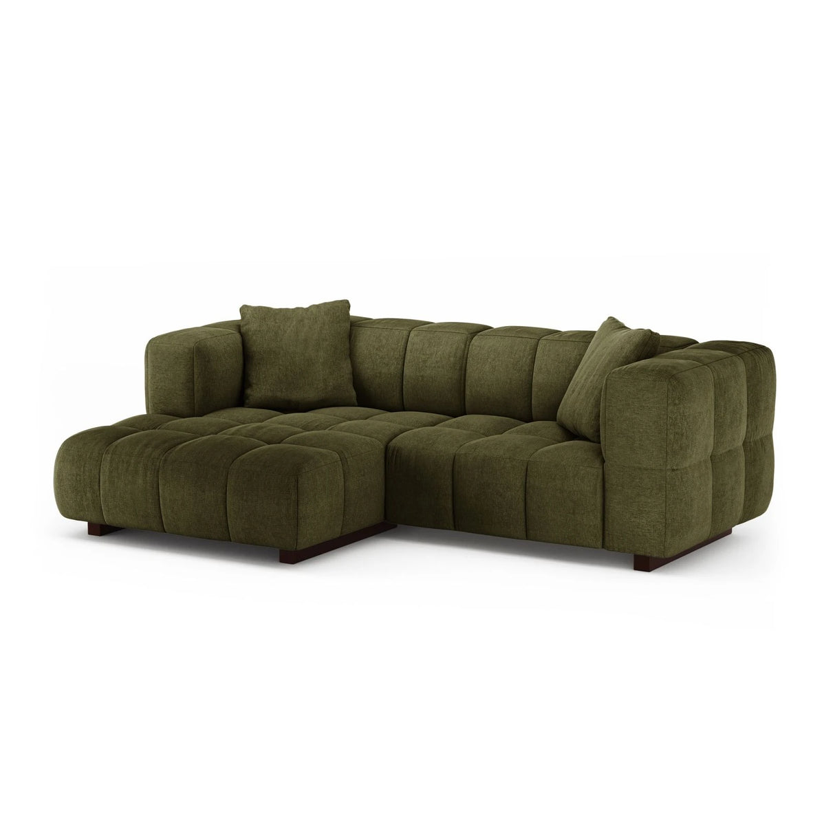 Puma 3-Sitzer Ecksofa Links mit Schlaffunktion, aus Strukturierter Stoff (Sorella 35) in Grüne Melange, 260x164 cm – Bild 2