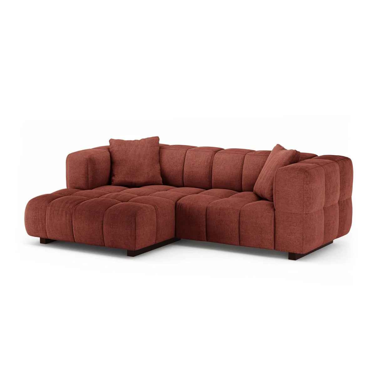 Puma 3-Sitzer Ecksofa Links mit Schlaffunktion, aus Strukturierter Stoff (Sorella 58) in Koralle, 260x164 cm – Bild 2