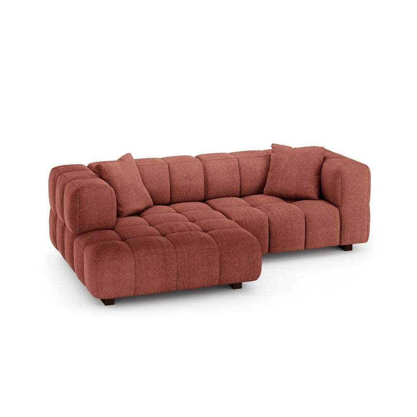 Puma 3-Sitzer Ecksofa Links mit Schlaffunktion, aus Strukturierter Stoff (Sorella 58) in Koralle, 260x164 cm – Bild 3