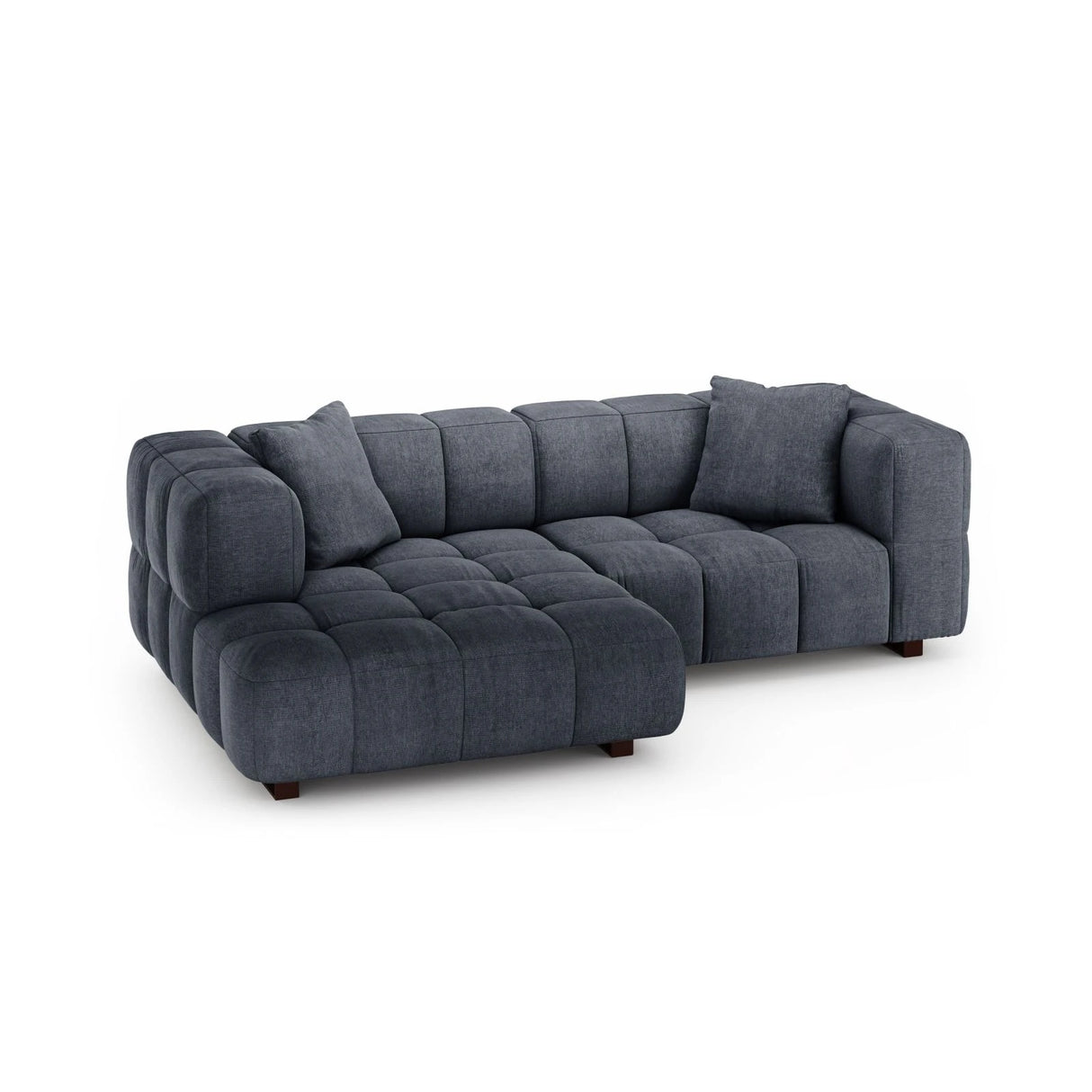 Puma 3-Sitzer Ecksofa Links mit Schlaffunktion, aus Strukturierter Stoff (Sorella 77) in Dunkelblau, 260x164 cm – Bild 3
