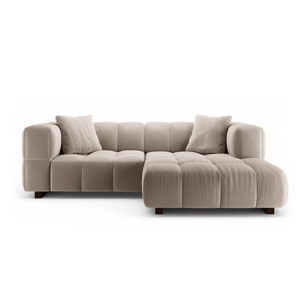 Puma 3-Sitzer Ecksofa Rechts mit Schlaffunktion, aus Samt (Salvador 1) in Beige, 260x164 cm – Bild 1