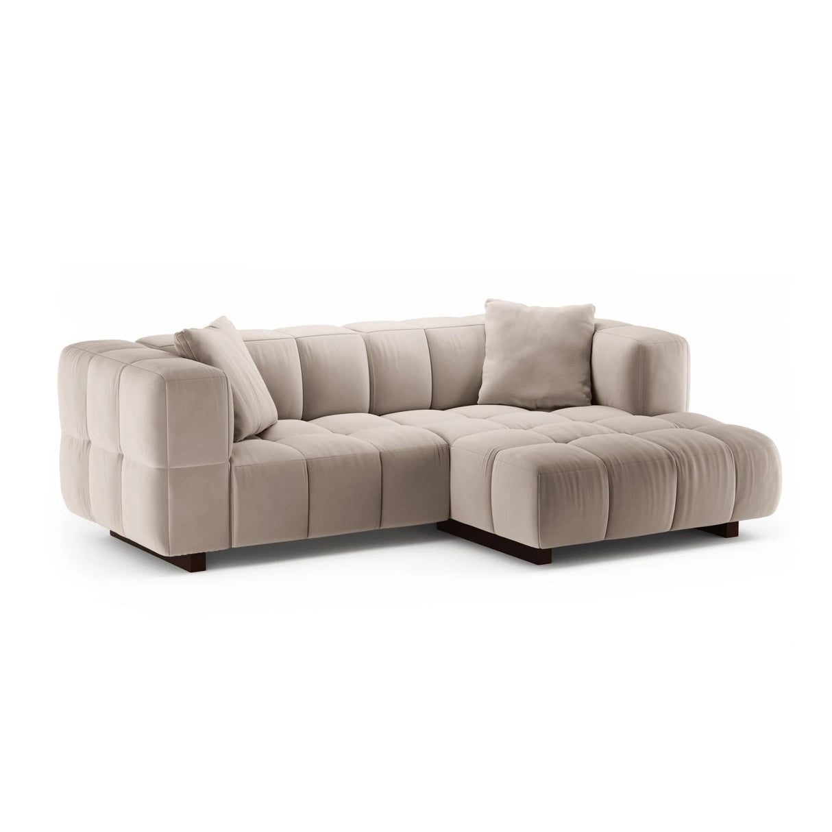 Puma 3-Sitzer Ecksofa Rechts mit Schlaffunktion, aus Samt (Salvador 1) in Beige, 260x164 cm – Bild 2