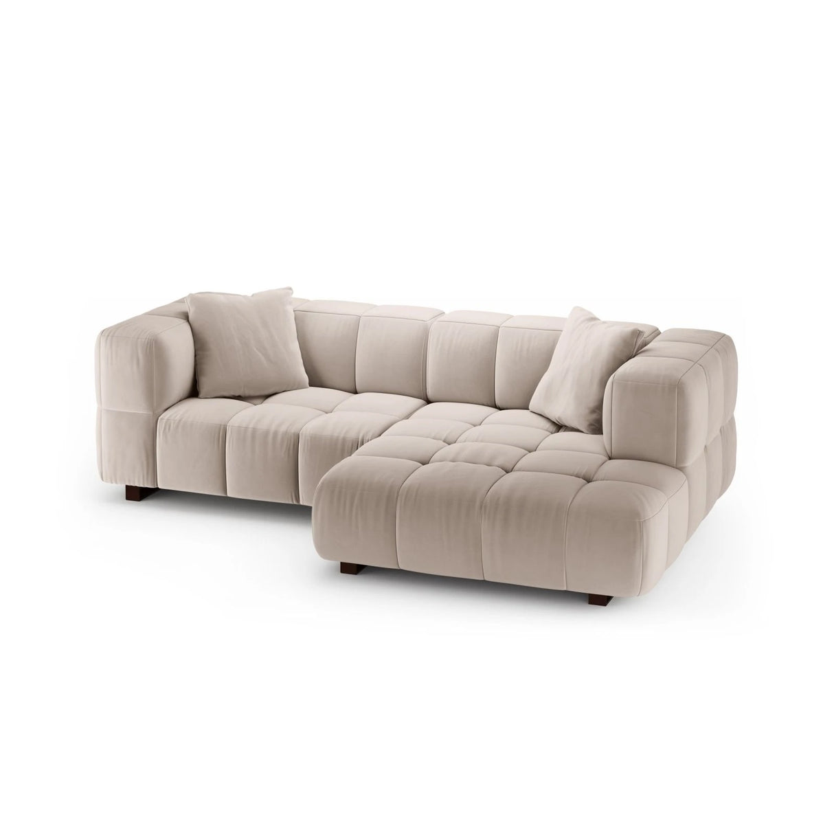 Puma 3-Sitzer Ecksofa Rechts mit Schlaffunktion, aus Samt (Salvador 1) in Beige, 260x164 cm – Bild 3