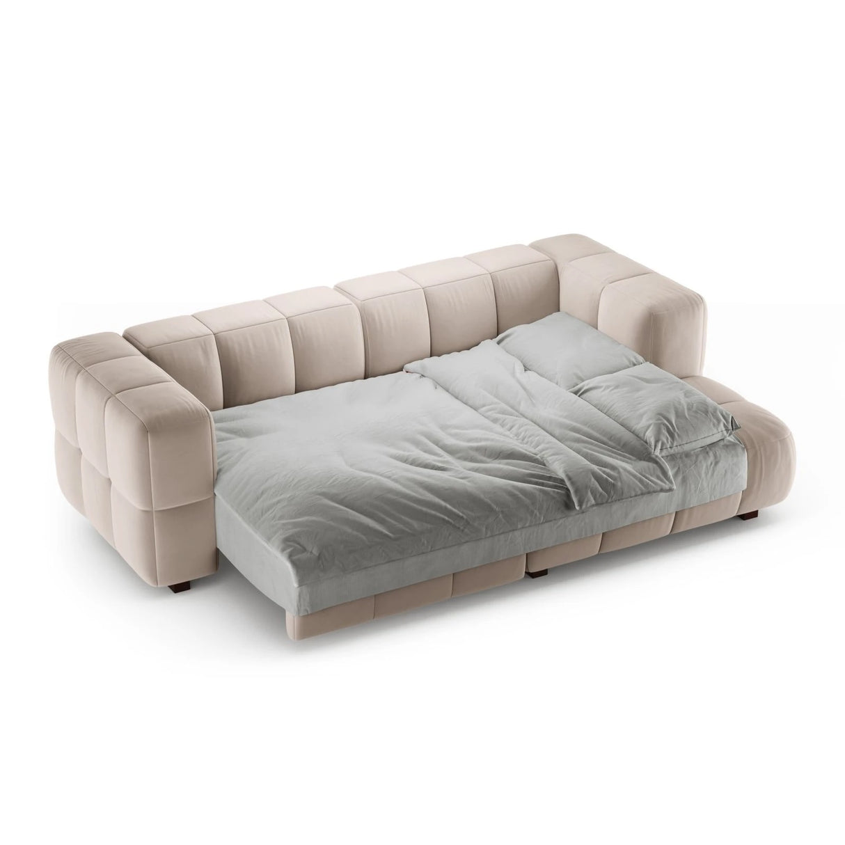 Puma 3-Sitzer Ecksofa Rechts mit Schlaffunktion, aus Samt (Salvador 1) in Beige, 260x164 cm – Bild 4