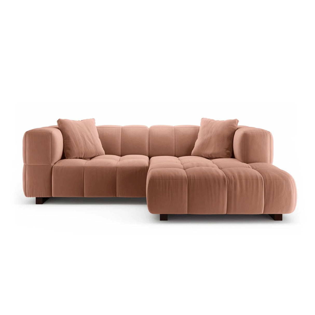 Puma 3-Sitzer Ecksofa Rechts mit Schlaffunktion, aus Samt (Salvador 11) in Rosa, 260x164 cm – Bild 1
