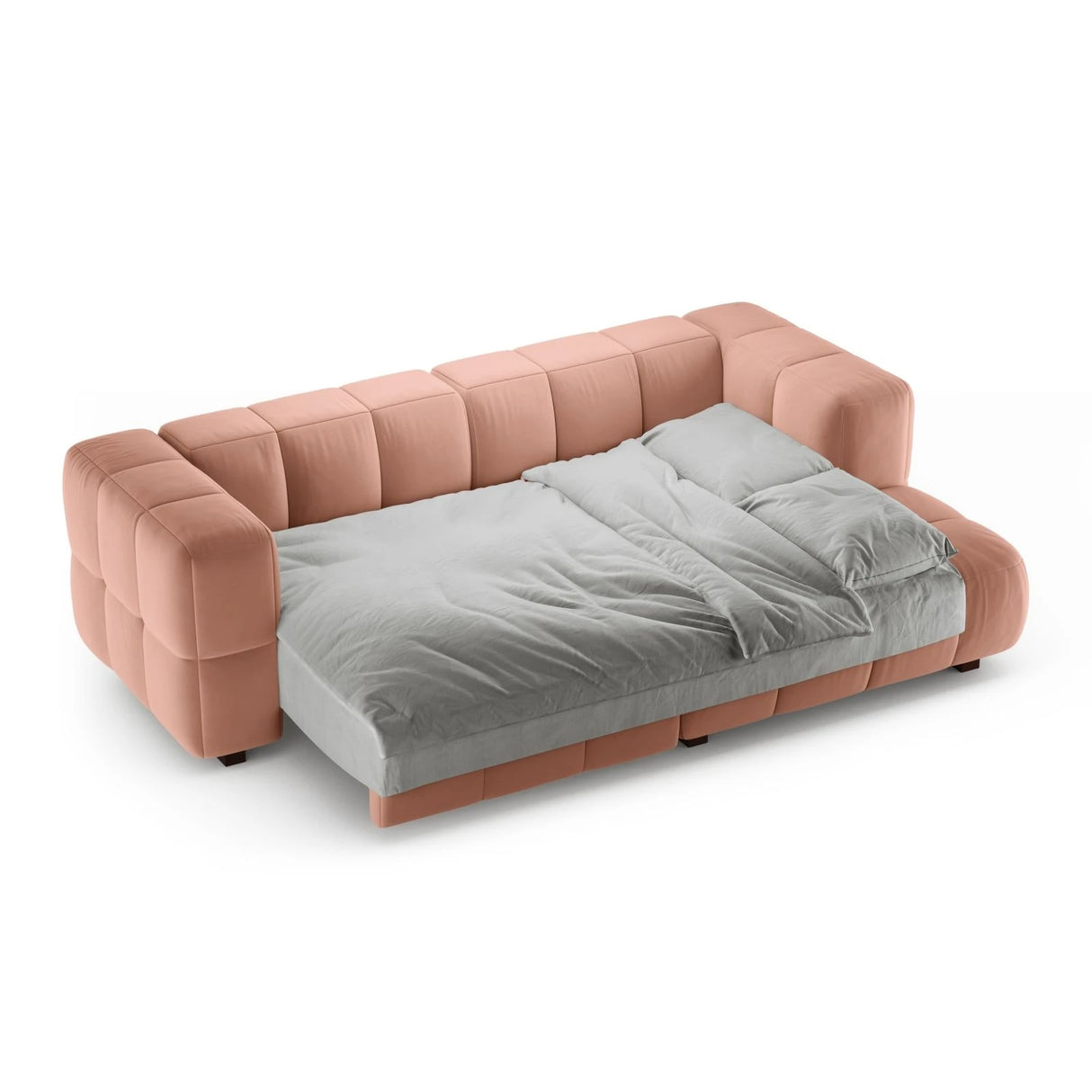 Puma 3-Sitzer Ecksofa Rechts mit Schlaffunktion, aus Samt (Salvador 11) in Rosa, 260x164 cm – Bild 4