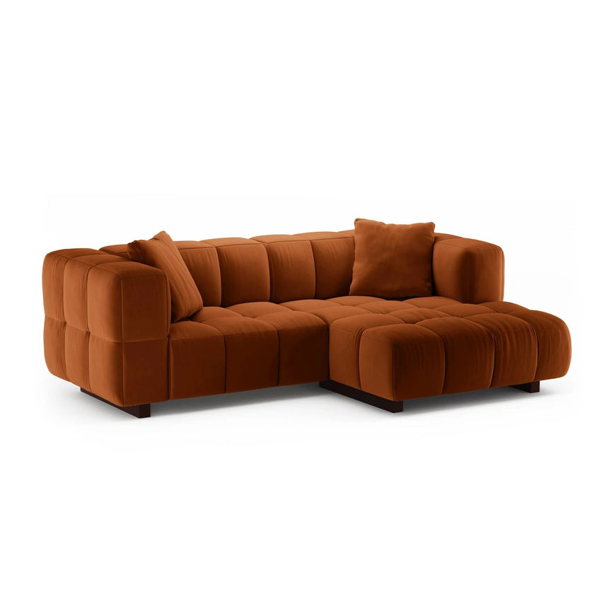 Puma 3-Sitzer Ecksofa Rechts mit Schlaffunktion, aus Samt (Salvador 14) in Terrakotta, 260x164 cm – Bild 2