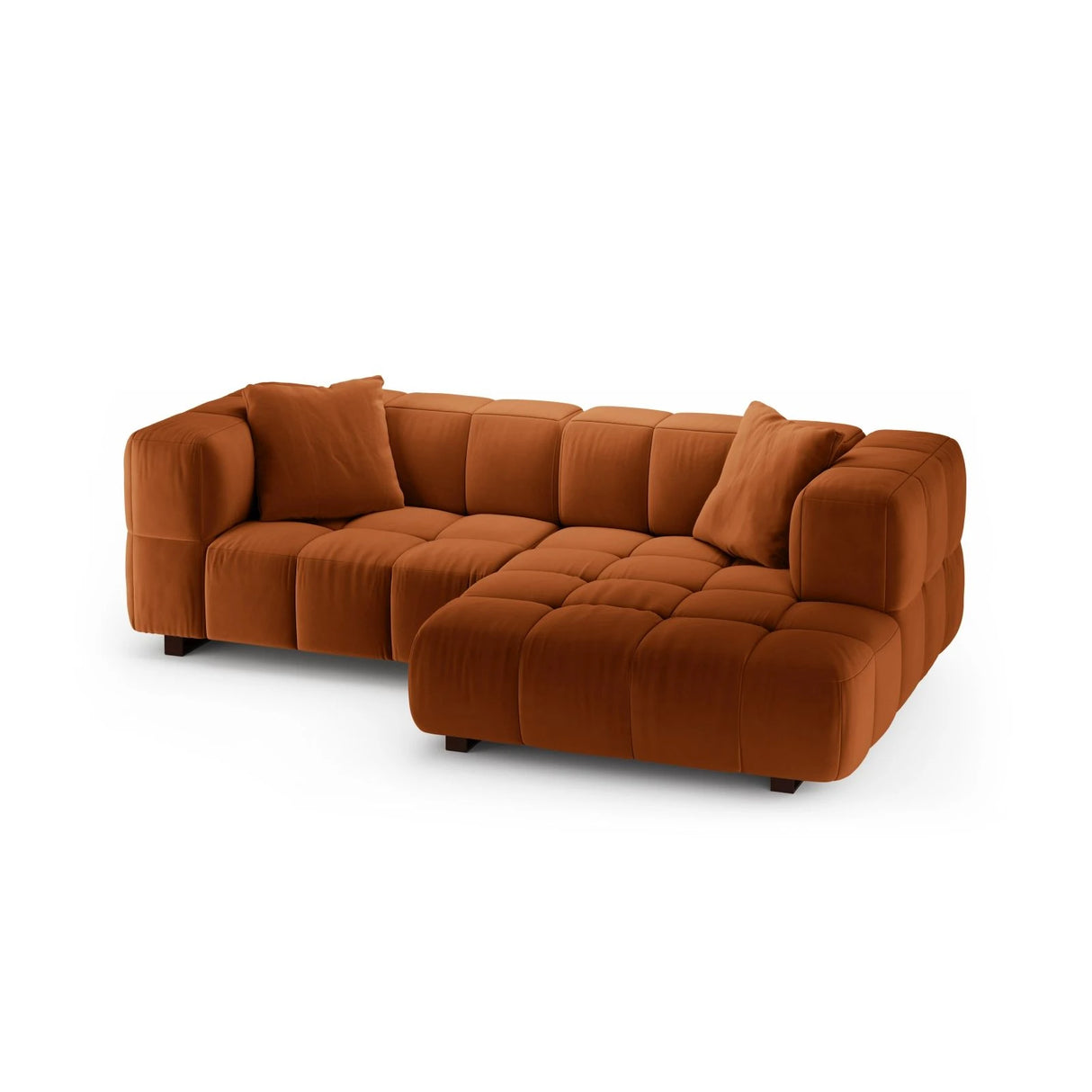 Puma 3-Sitzer Ecksofa Rechts mit Schlaffunktion, aus Samt (Salvador 14) in Terrakotta, 260x164 cm – Bild 3