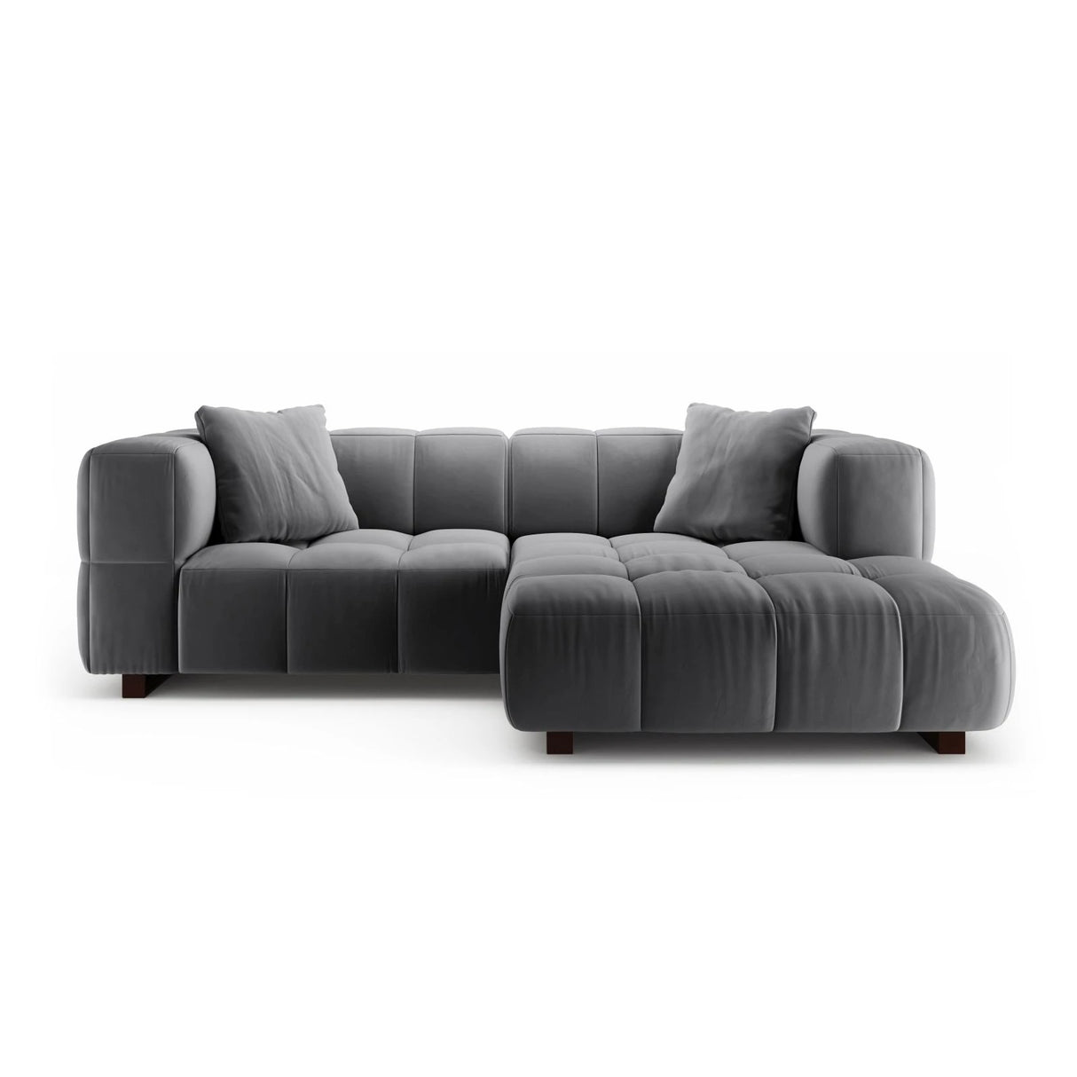 Puma 3-Sitzer Ecksofa Rechts mit Schlaffunktion, aus Samt (Salvador 17) in Grau, 260x164 cm – Bild 1