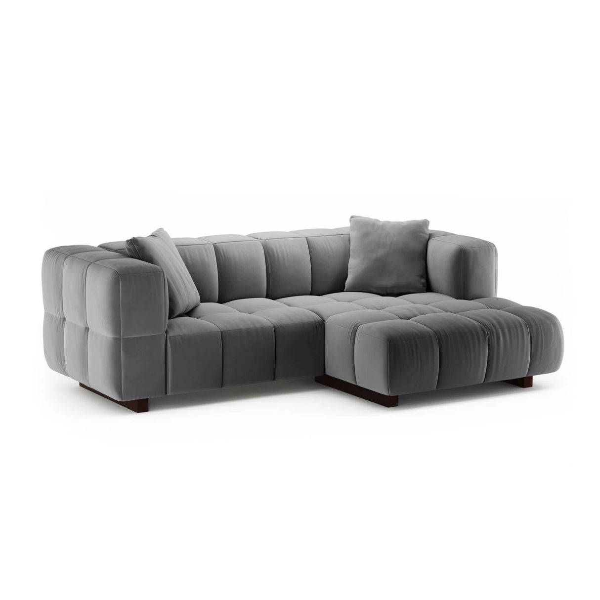 Puma 3-Sitzer Ecksofa Rechts mit Schlaffunktion, aus Samt (Salvador 17) in Grau, 260x164 cm – Bild 2
