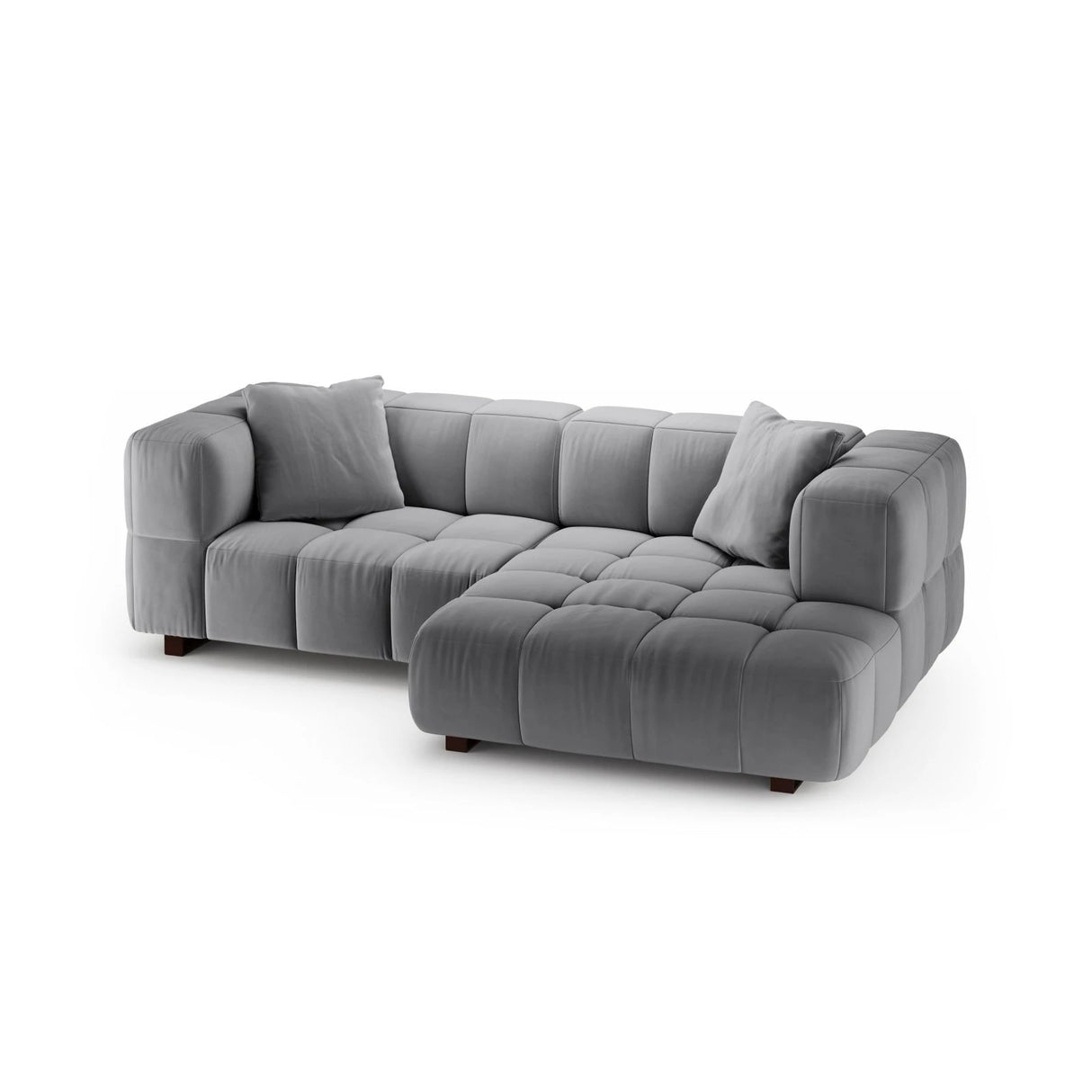 Puma 3-Sitzer Ecksofa Rechts mit Schlaffunktion, aus Samt (Salvador 17) in Grau, 260x164 cm – Bild 3