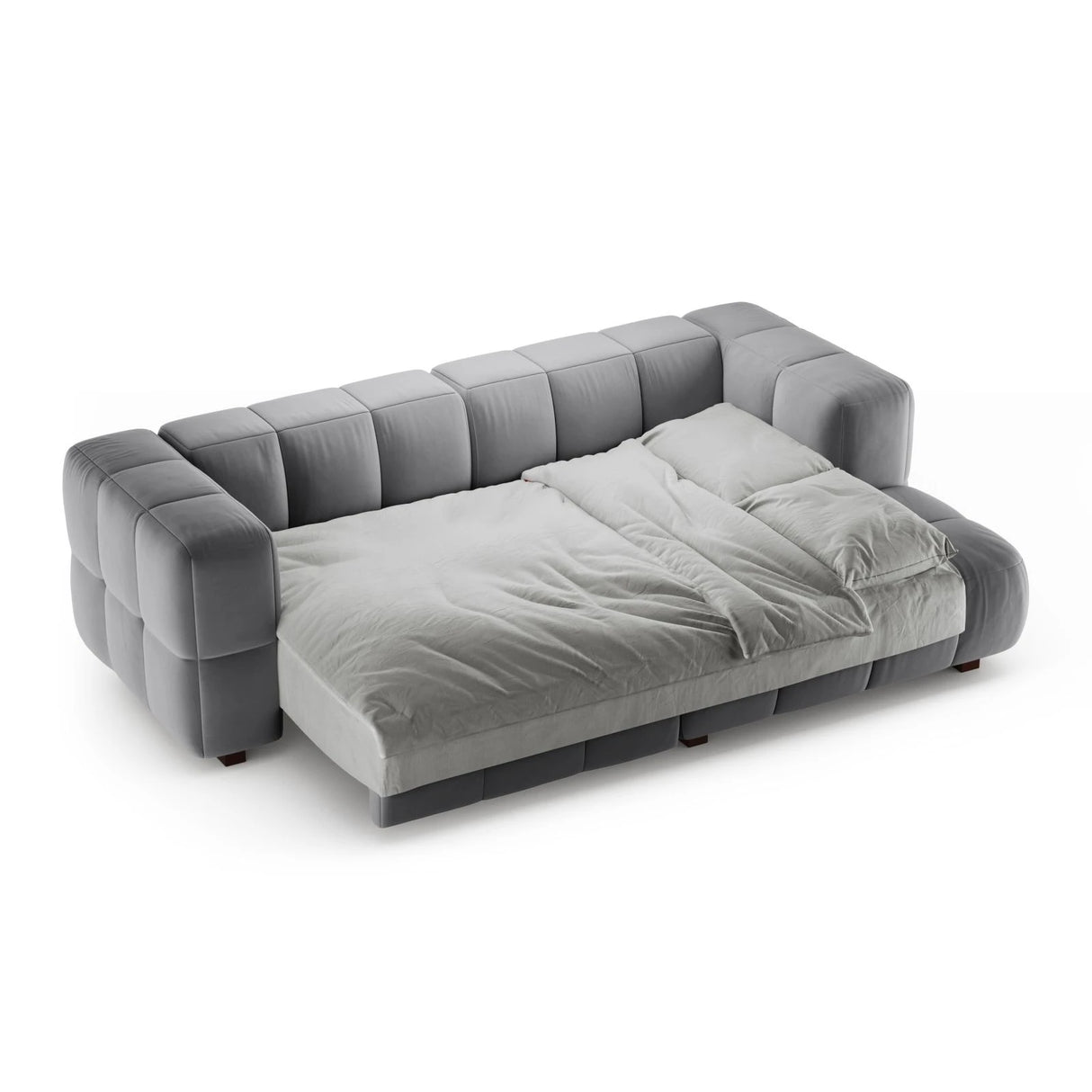 Puma 3-Sitzer Ecksofa Rechts mit Schlaffunktion, aus Samt (Salvador 17) in Grau, 260x164 cm – Bild 4