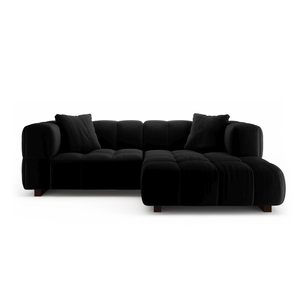 Puma 3-Sitzer Ecksofa Rechts mit Schlaffunktion, aus Samt (Salvador 19) in Schwarz, 260x164 cm – Bild 1