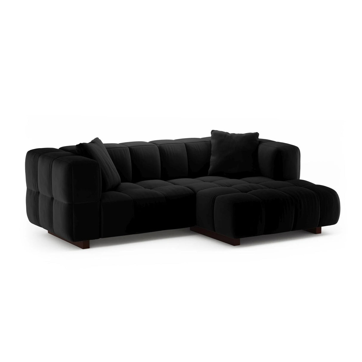 Puma 3-Sitzer Ecksofa Rechts mit Schlaffunktion, aus Samt (Salvador 19) in Schwarz, 260x164 cm – Bild 2
