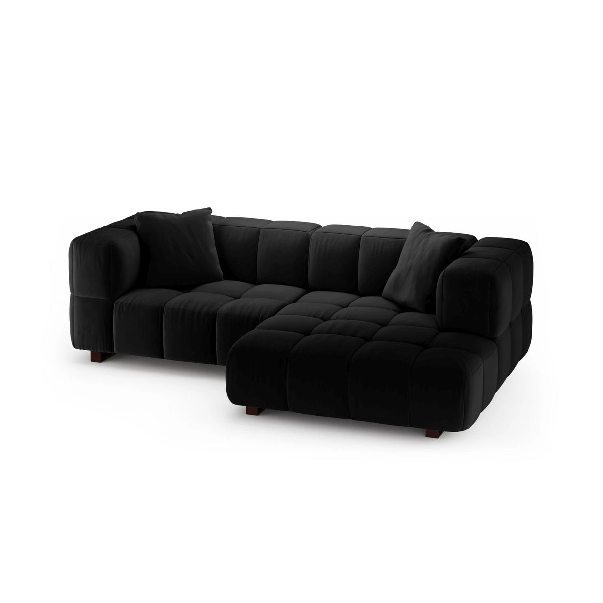 Puma 3-Sitzer Ecksofa Rechts mit Schlaffunktion, aus Samt (Salvador 19) in Schwarz, 260x164 cm – Bild 3