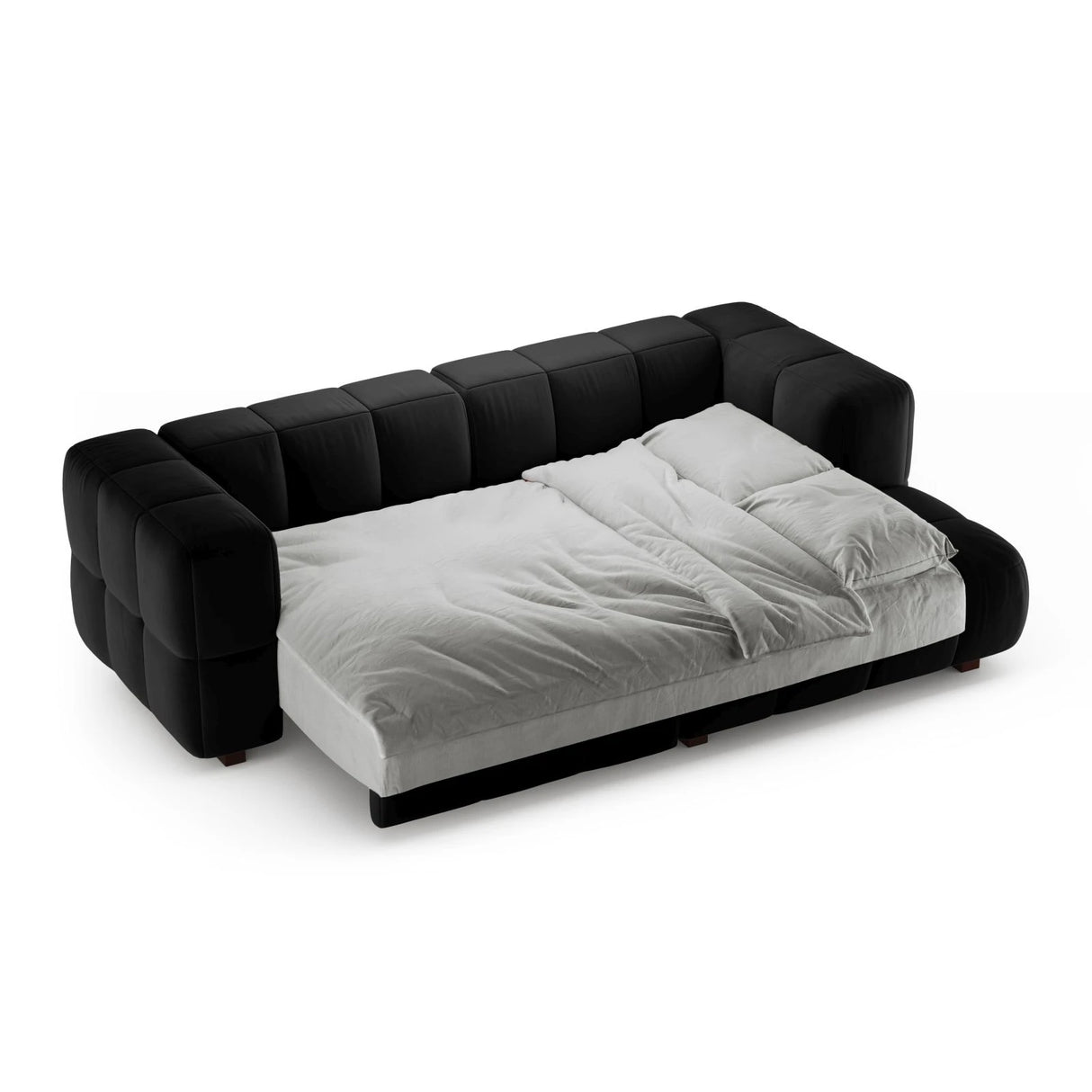Puma 3-Sitzer Ecksofa Rechts mit Schlaffunktion, aus Samt (Salvador 19) in Schwarz, 260x164 cm – Bild 4