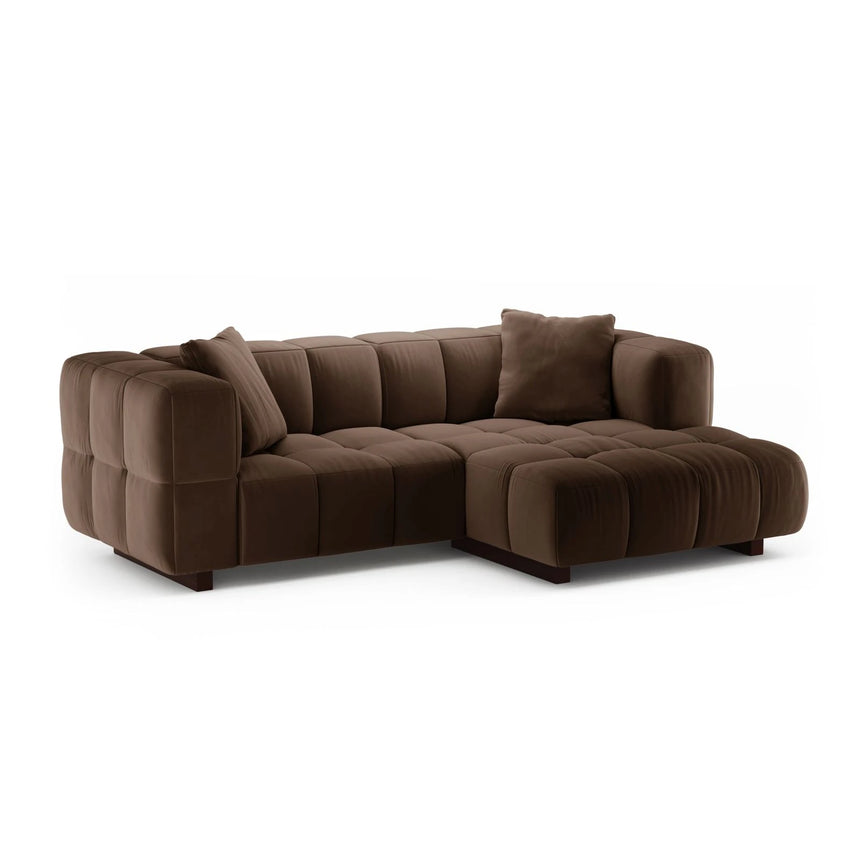 Puma 3-Sitzer Ecksofa Rechts mit Schlaffunktion, aus Samt (Salvador 4) in Schokolade, 260x164 cm – Bild 2