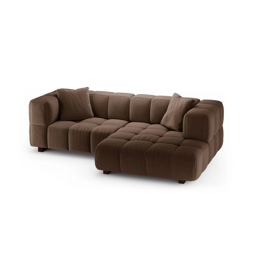 Puma 3-Sitzer Ecksofa Rechts mit Schlaffunktion, aus Samt (Salvador 4) in Schokolade, 260x164 cm – Bild 3