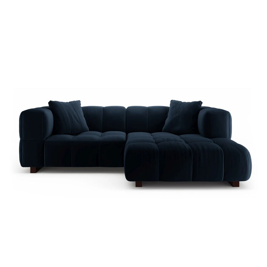 Puma 3-Sitzer Ecksofa Rechts mit Schlaffunktion, aus Samt (Salvador 5) in Königsblau, 260x164 cm – Bild 1