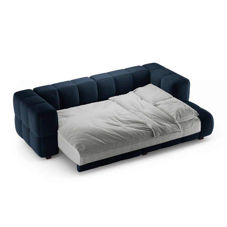Puma 3-Sitzer Ecksofa Rechts mit Schlaffunktion, aus Samt (Salvador 5) in Königsblau, 260x164 cm – Bild 4