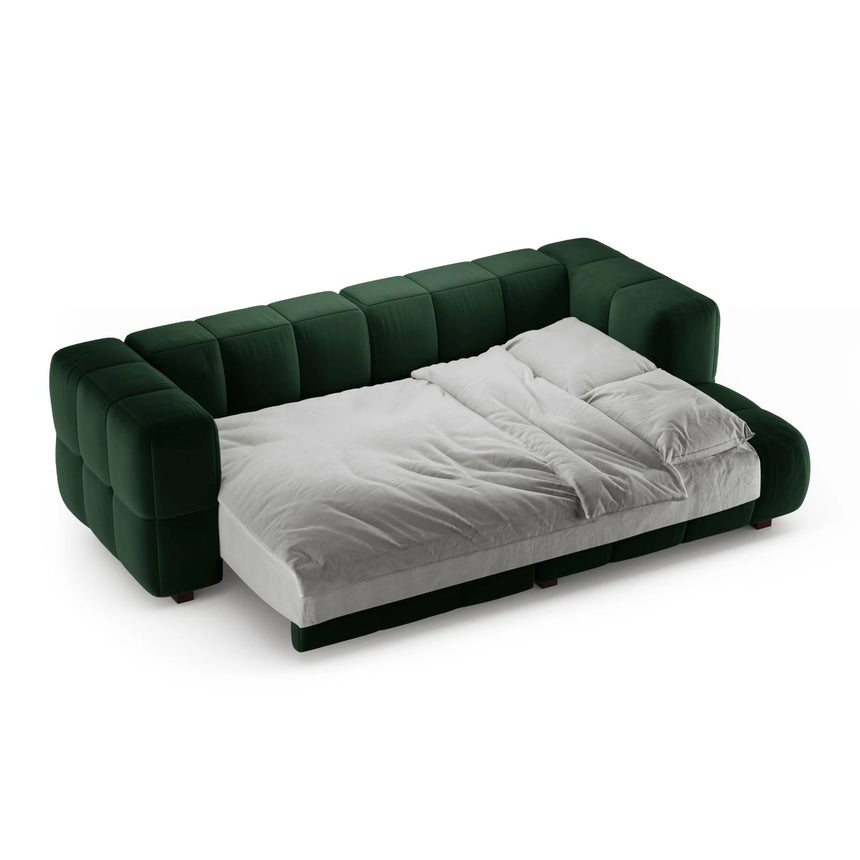 Puma 3-Sitzer Ecksofa Rechts mit Schlaffunktion, aus Samt (Salvador 7) in Flaschengrün, 260x164 cm – Bild 4