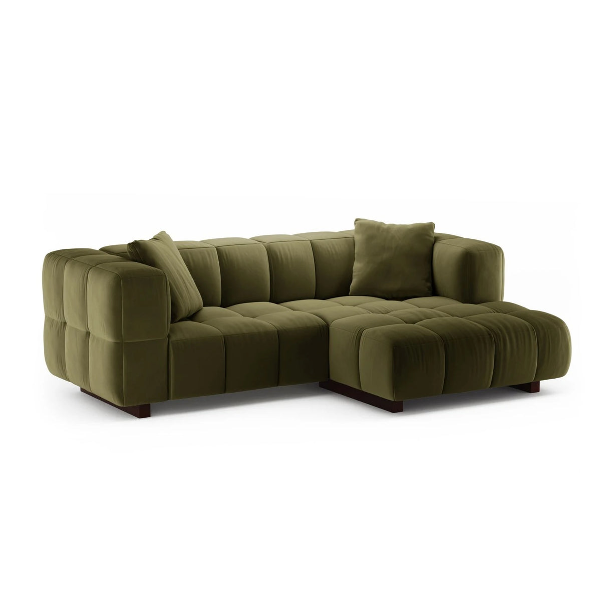 Puma 3-Sitzer Ecksofa Rechts mit Schlaffunktion, aus Samt (Salvador 8) in Grün, 260x164 cm – Bild 2