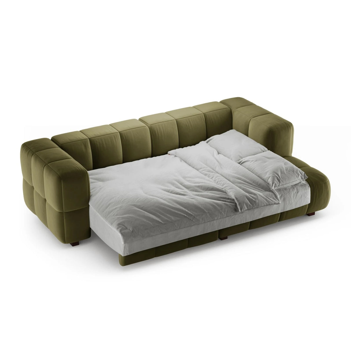 Puma 3-Sitzer Ecksofa Rechts mit Schlaffunktion, aus Samt (Salvador 8) in Grün, 260x164 cm – Bild 4