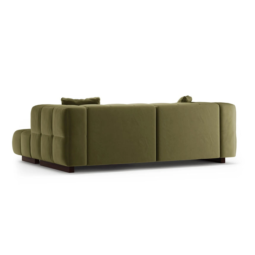 Puma 3-Sitzer Ecksofa Rechts mit Schlaffunktion, aus Samt (Salvador 8) in Grün, 260x164 cm – Bild 5