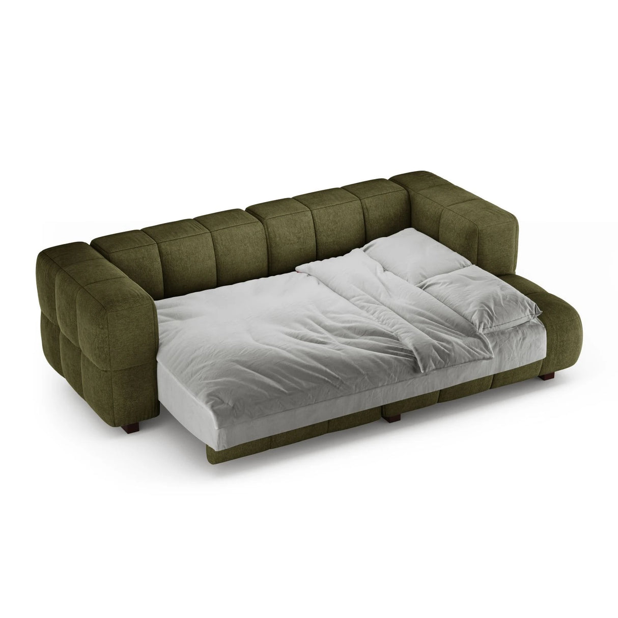 Puma 3-Sitzer Ecksofa Rechts mit Schlaffunktion, aus Strukturierter Stoff (Sorella 35) in Grüne Melange, 260x164 cm – Bild 4