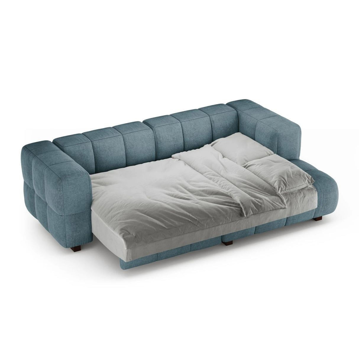 Puma 3-Sitzer Ecksofa Rechts mit Schlaffunktion, aus Strukturierter Stoff (Sorella 76) in Hellblau, 260x164 cm – Bild 4