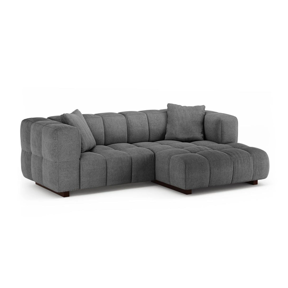 Puma 3-Sitzer Ecksofa Rechts mit Schlaffunktion, aus Strukturierter Stoff (Sorella 89) in Grau, 260x164 cm – Bild 2