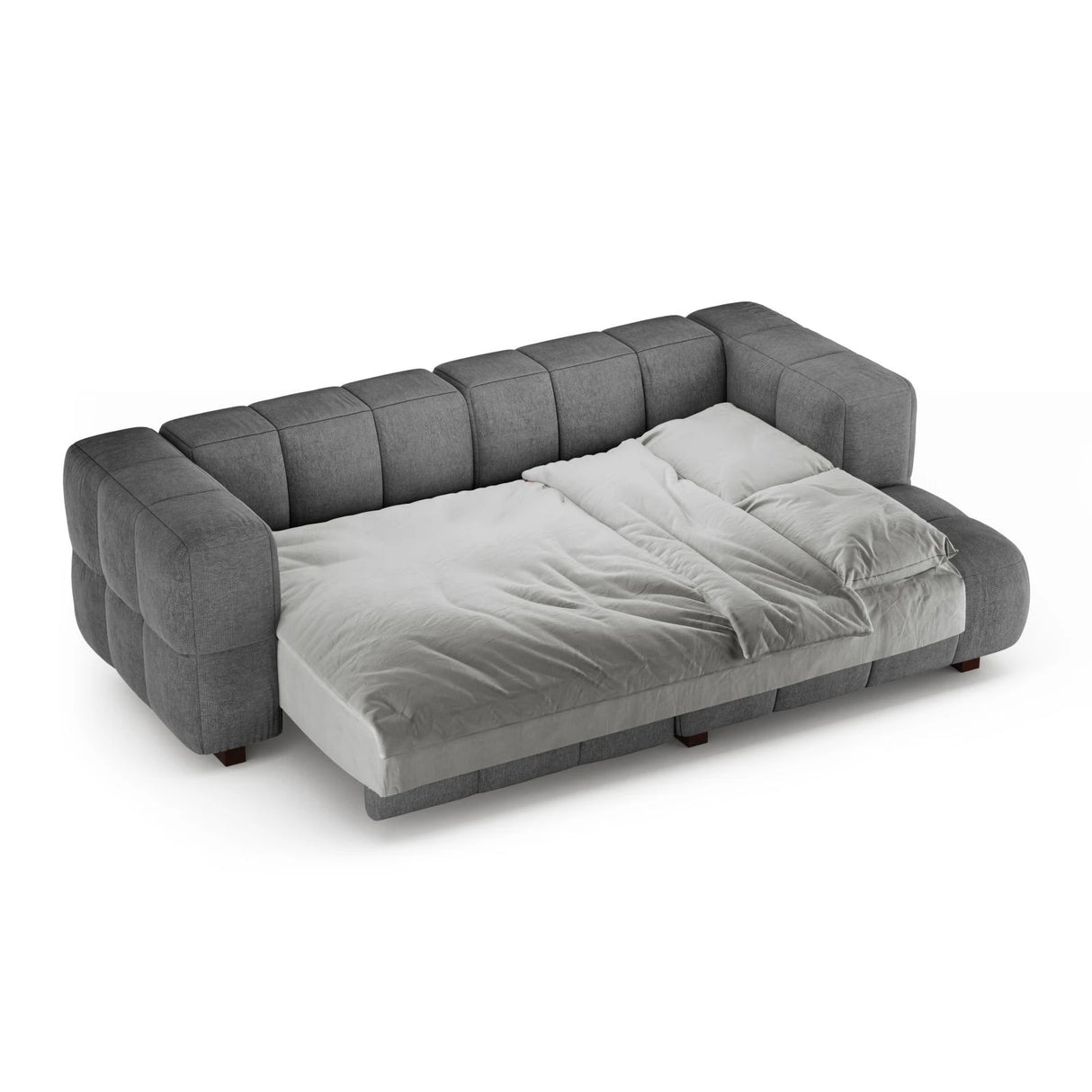 Puma 3-Sitzer Ecksofa Rechts mit Schlaffunktion, aus Strukturierter Stoff (Sorella 89) in Grau, 260x164 cm – Bild 4