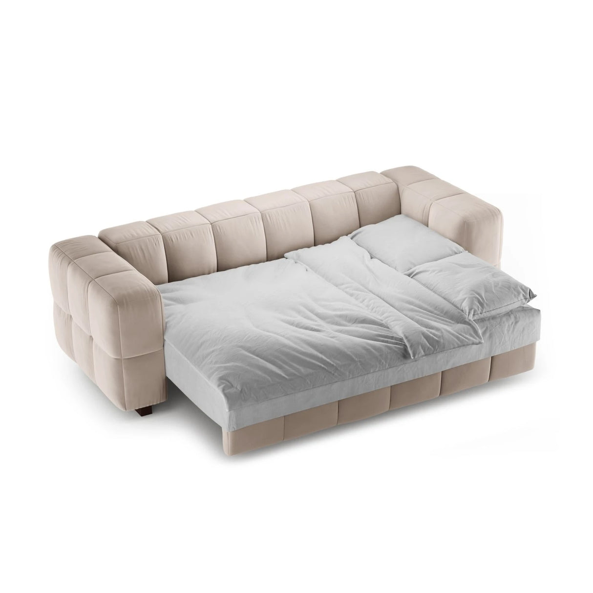 Puma 3-Sitzer Sofa mit Schlaffunktion aus Samt (Salvador 1) in Beige, 260x92 cm – Bild 3