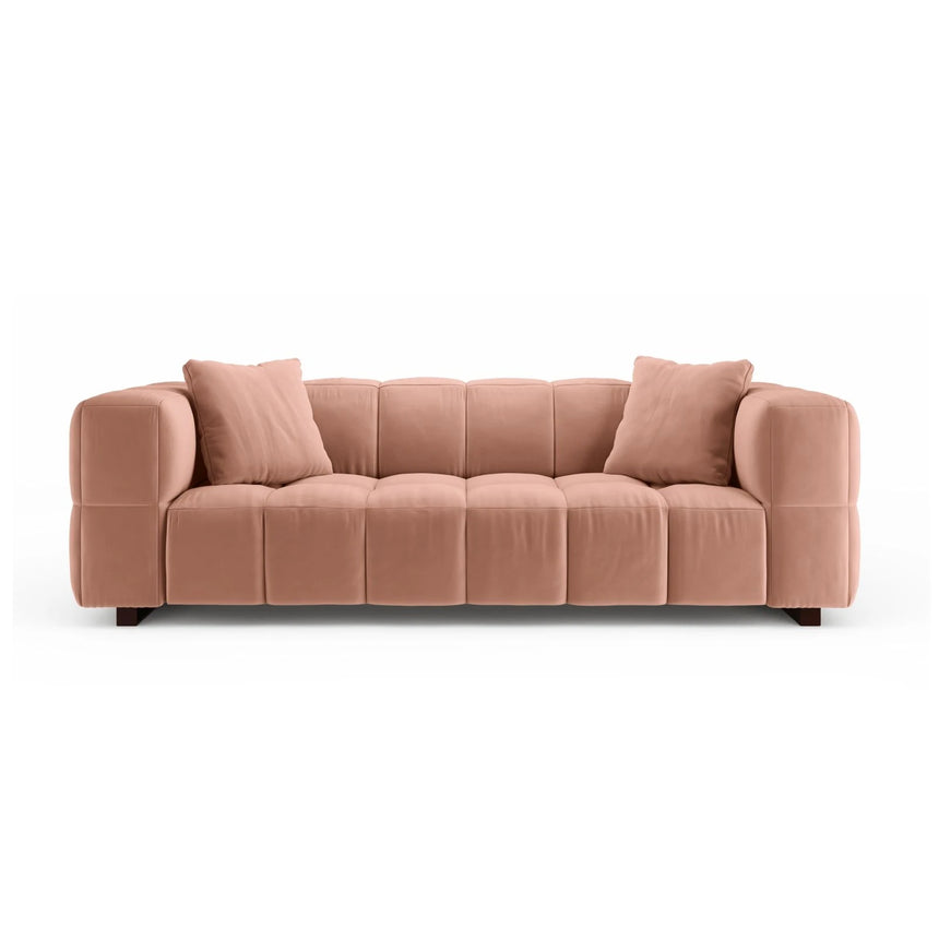Puma 3-Sitzer Sofa mit Schlaffunktion aus Samt (Salvador 11) in Rosa, 260x92 cm – Bild 1