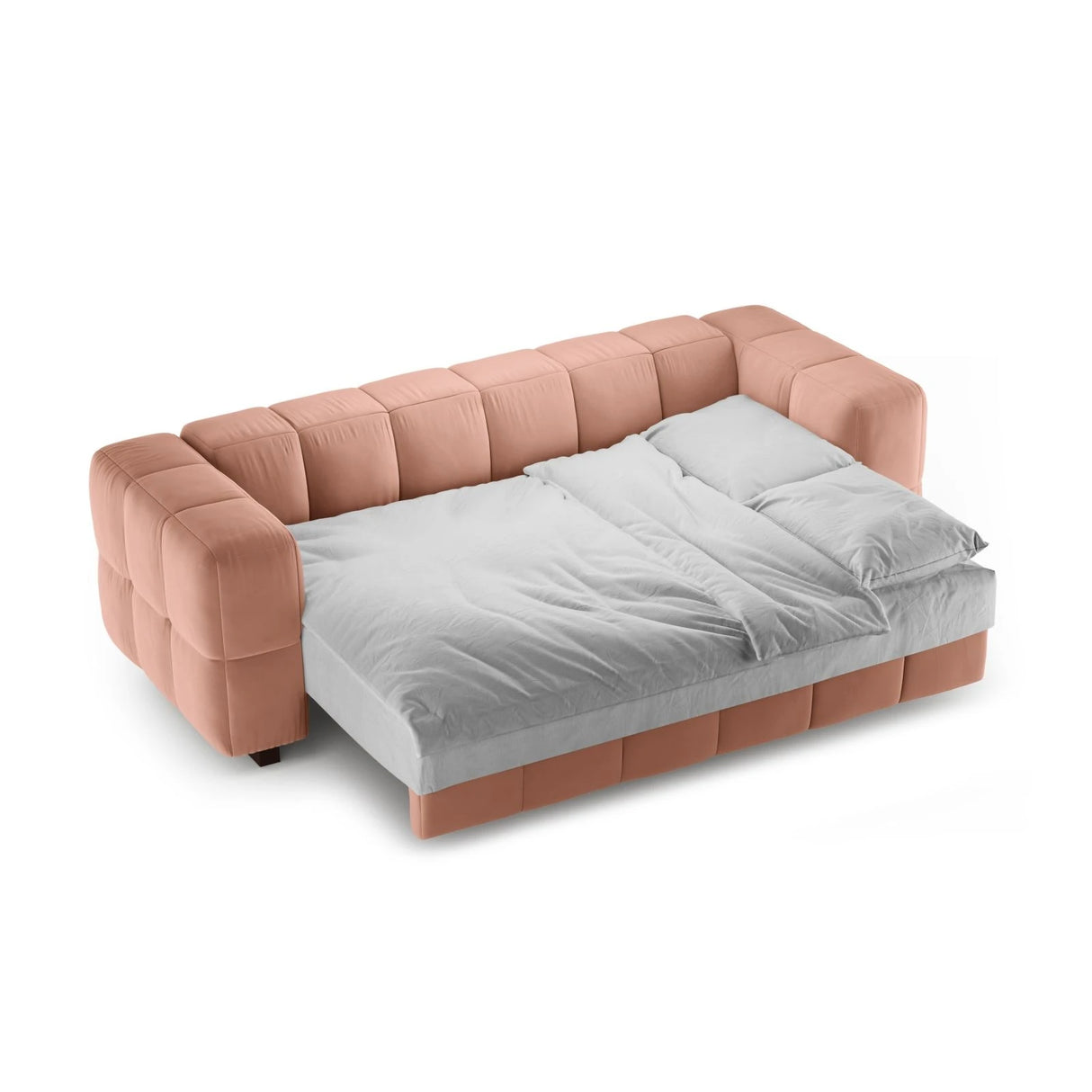 Puma 3-Sitzer Sofa mit Schlaffunktion aus Samt (Salvador 11) in Rosa, 260x92 cm – Bild 3