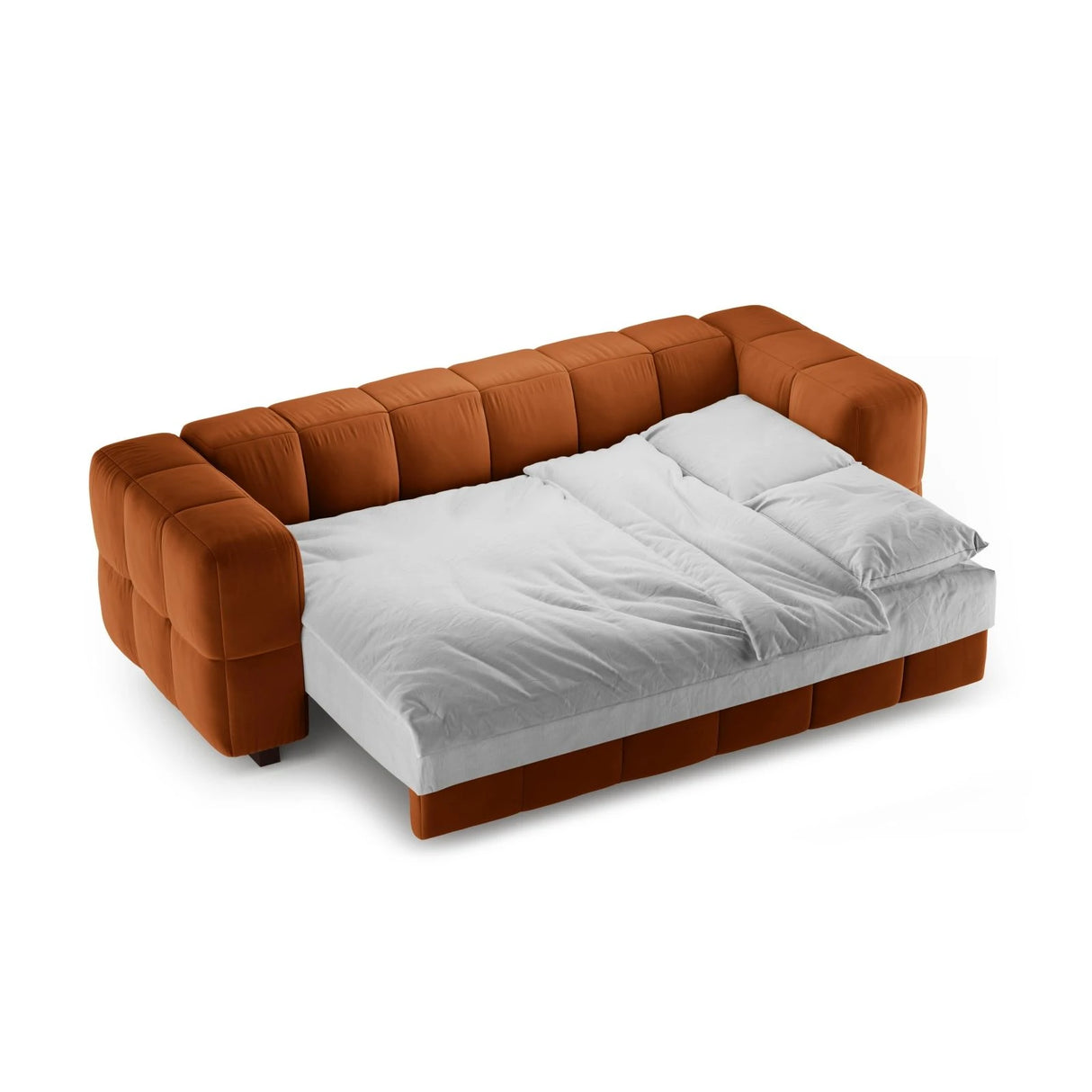 Puma 3-Sitzer Sofa mit Schlaffunktion aus Samt (Salvador 14) in Terrakotta, 260x92 cm – Bild 3