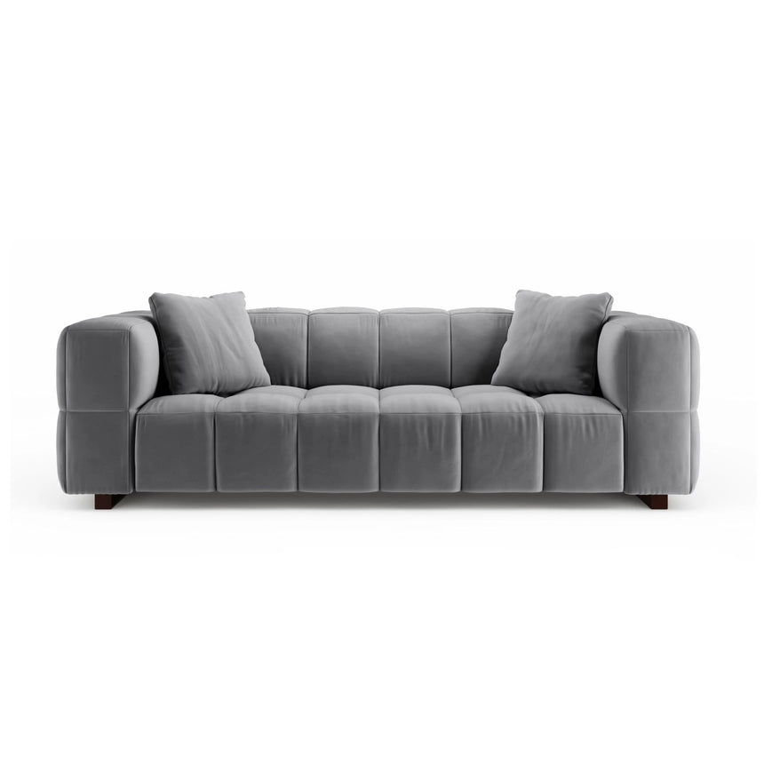 Puma 3-Sitzer Sofa mit Schlaffunktion aus Samt (Salvador 17) in Grau, 260x92 cm – Bild 1