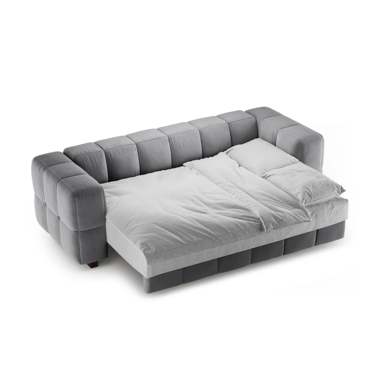 Puma 3-Sitzer Sofa mit Schlaffunktion aus Samt (Salvador 17) in Grau, 260x92 cm – Bild 3